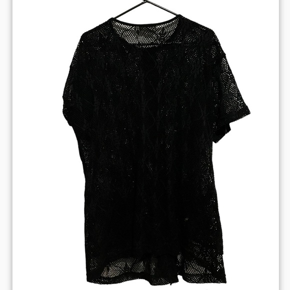 Madalana White and Black Eyelet Full Button Cover Up - Picture 11 of 14